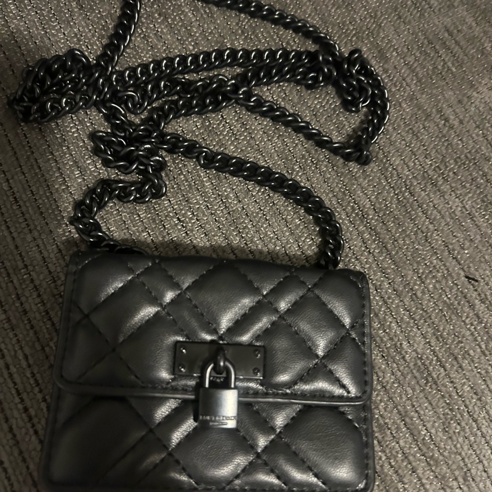 Kurt Geiger Black Quilted Crossbody Bag with Chain Strap